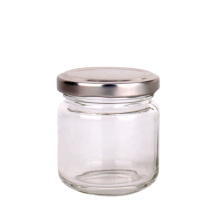 100ml Round glass jam jar with silver metal lid customised logo available